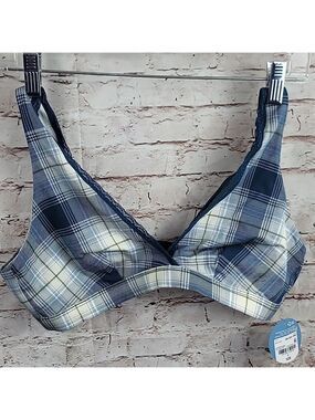 Arizona jean co. Plaid unlined bra large new with tags